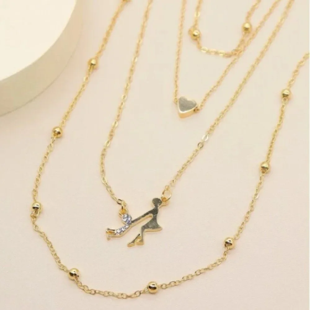 ✨ layered Mom & Child pendant Heart Necklaces✨